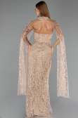 Robe de Soirée Longue Perlé Or ABU6154