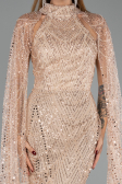 Robe de Soirée Longue Perlé Or ABU6154