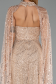 Robe de Soirée Longue Perlé Or ABU6154