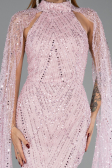 Robe de Soirée Longue Perlé Poudre ABU6154