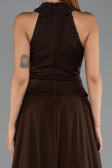 Robe de Soirée Longue Mousseline Brun ABU6550