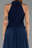 Robe de Soirée Longue Mousseline Bleu Marine ABU6550