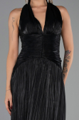 Robe de Soirée Longue Mousseline Noir ABU6551