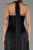 Robe de Soirée Longue Mousseline Noir ABU6551