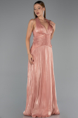 Robe de Soirée Longue Mousseline Marron Clair ABU6551