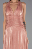 Robe de Soirée Longue Mousseline Marron Clair ABU6551