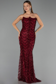Robe de Soirée Longue Squameuse Rouge Bordeaux ABU6298