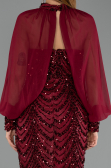 Robe de Soirée Longue Squameuse Rouge Bordeaux ABU6298