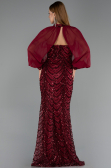 Robe de Soirée Longue Squameuse Rouge Bordeaux ABU6298