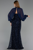 Robe de Soirée Longue Squameuse Bleu Marine ABU6298