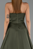 Robe de Soirée Longue Satin Kaki ABU6553
