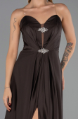 Robe de Soirée Longue Satin Brun ABU6553
