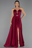 Robe de Soirée Longue Satin Prune ABU6553