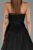 Robe de Soirée Longue Satin Noir ABU6553