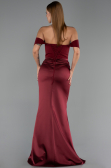 Robe Queue de Poisson Longue Satin Rouge Bordeaux ABU6525