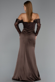 Robe de Soirée Longue Satin Brun ABU6555