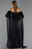 Robe de Soirée Longue Mousseline Noir ABU6533