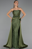 Robe de Soirée Longue Dantelle Kaki ABU5615