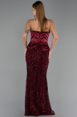 Robe de Soirée Longue Squameuse Rouge Bordeaux ABU6556