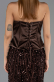 Robe de Soirée Longue Squameuse Brun ABU6556