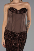 Robe de Soirée Longue Squameuse Brun ABU6556