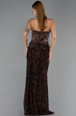 Robe de Soirée Longue Squameuse Brun ABU6556