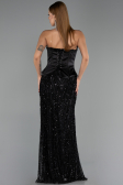 Robe de Soirée Longue Squameuse Noir ABU6556