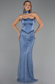 Robe de Soirée Grande Taille Longue Perlé Indigo ABU6258