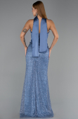 Robe de Soirée Grande Taille Longue Perlé Indigo ABU6258