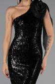 Robe de Soirée Longue Squameuse Noir ABU6559