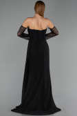 Robe De Soirée Mousseline Longue Noir ABU5791