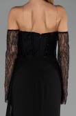 Robe De Soirée Mousseline Longue Noir ABU5791