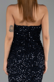 Robe de Soirée Longue Bleu Marine ABU6439