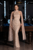 Robe de Soirée Longue Perlé Or ABU6154