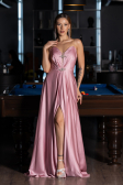 Robe de Soirée Longue Satin Poudre ABU6553