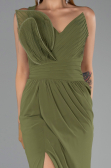 Robe de Soirée Longue Mousseline Vert Huile ABU6500