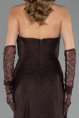 Robe de Soirée Longue Dantelle Brun ABU6562