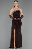 Robe de Soirée Longue Dantelle Brun ABU6562