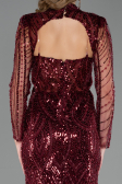 Robe de Soirée Longue Perlé Rouge Bordeaux ABU6564
