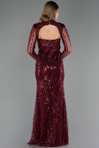 Robe de Soirée Longue Perlé Rouge Bordeaux ABU6564