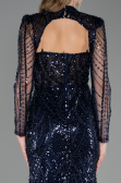 Robe de Soirée Longue Perlé Bleu Marine ABU6564