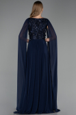 Robe de Soirée Longue Mousseline Bleu Marine ABU6566