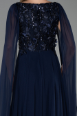 Robe de Soirée Longue Mousseline Bleu Marine ABU6566