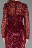 Robe de Soirée Longue Perlé Rouge Bordeaux ABU6567