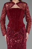 Robe de Soirée Longue Perlé Rouge Bordeaux ABU6567