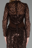 Robe de Soirée Longue Perlé Brun foncé ABU6567
