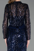 Robe de Soirée Longue Perlé Bleu Marine ABU6567