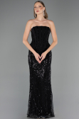 Robe de Soirée Longue Perlé Noir ABU6567