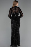 Robe de Soirée Longue Perlé Noir ABU6567