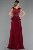 Robe de Soirée Longue Mousseline Rouge Bordeaux ABU6568